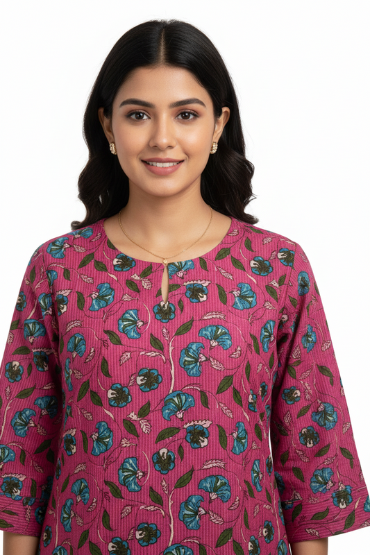 Mauve Pink Floral Printed Cotton Co-ord Set