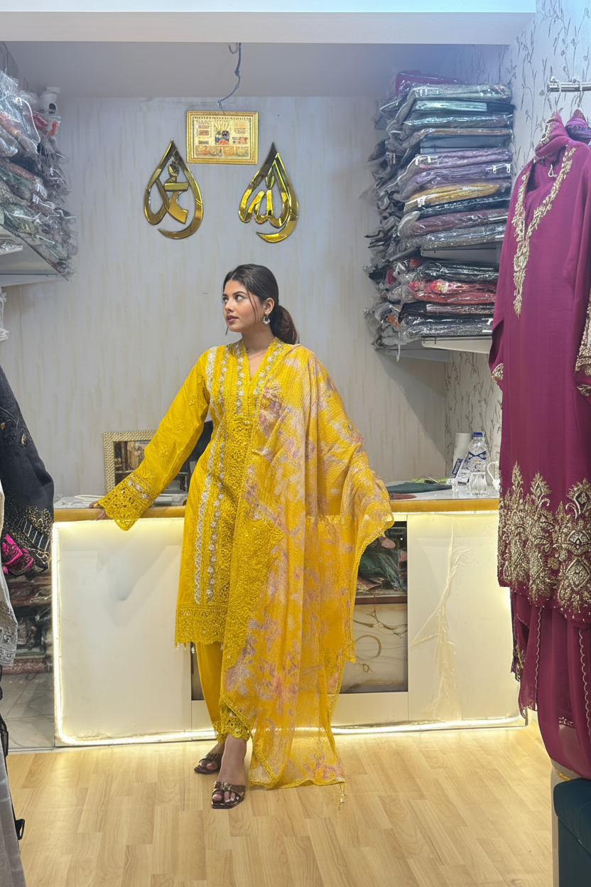 Yellow Suit - 45 Degree Side Angle