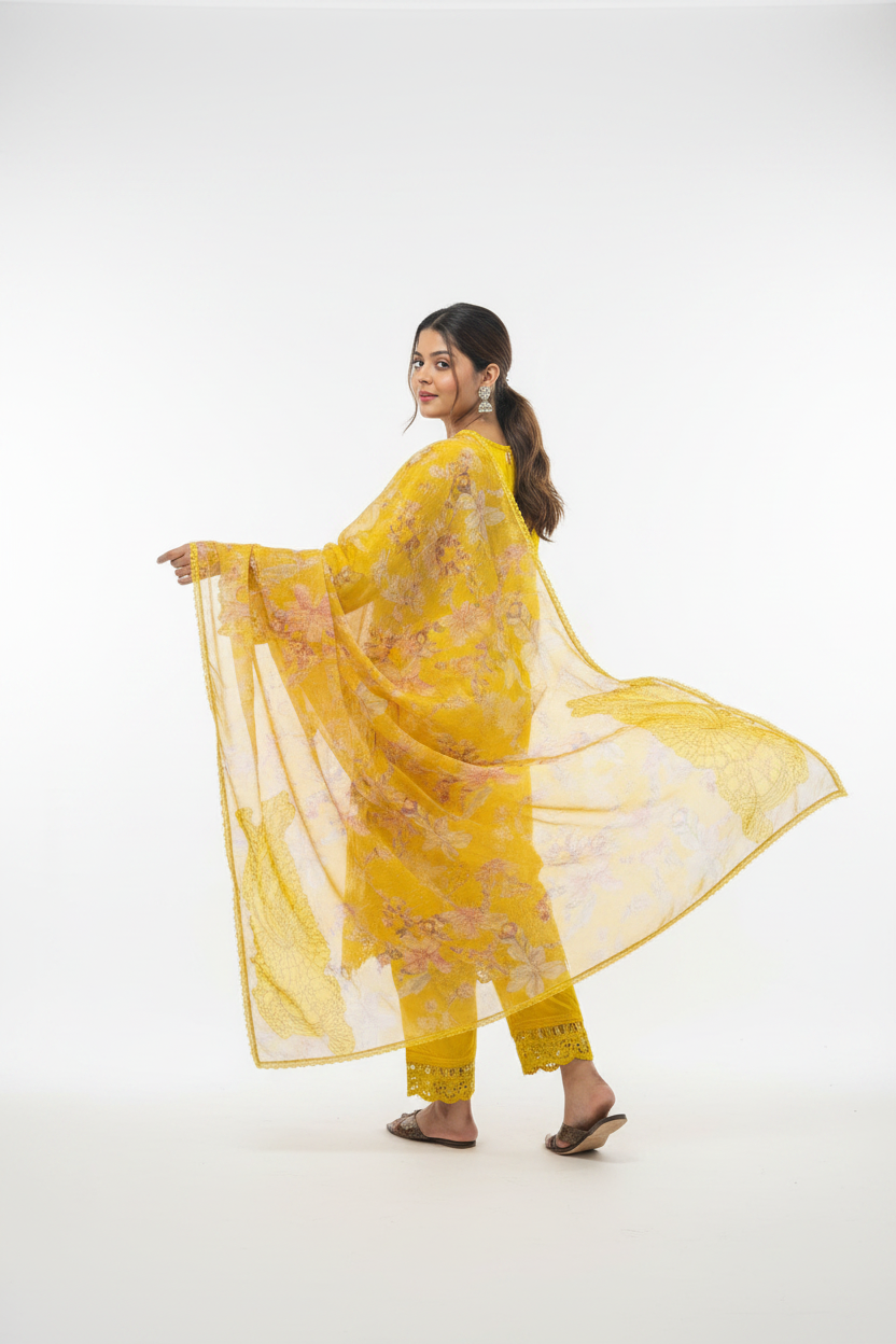 Yellow Suit - Back Angle Detail Shot